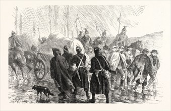 Franco-Prussian War: transport caught franctireurs on a country road in Burgundy, France