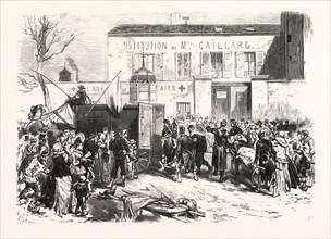 Franco-Prussian War: wounded at the Battle of Champigny are unloaded at the Porte d'Italie, France