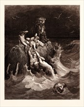 THE DELUGE, BY Gustave Doré. Gustave Dore, 1832 - 1883, French. Engraving for the Bible. 1870, Art,