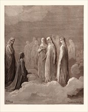 DANTE AND THE SPIRITS OF THE MOON, BY Gustave Doré. Dore, 1832 - 1883, French. Engraving for