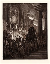 SATAN IN COUNCIL, BY Gustave Doré. Dore, 1832 - 1883, French. Engraving for Paradise Lost by Milton