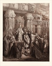 CYRUS RESTORING THE VESSELS OF THE TEMPLE, BY Gustave Doré. Dore, 1832 - 1883, French. Engraving