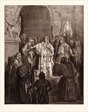 THE QUEEN VASHTI REFUSING TO OBEY THE COMMAND OF AHASUERUS, BY Gustave Doré. Gustave Dore, 1832 -