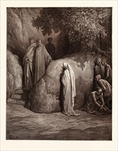 DANTE AND THE SPIRIT OF FORESE, BY Gustave Doré. Gustave Dore, 1832 - 1883, French. Engraving for