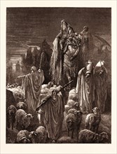 JACOB GOING INTO EGYPT, BY Gustave Doré. Gustave Dore, 1832 - 1883, French. Engraving for the Bible