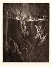 THE Perilous Pass on the eight cornice of Purgatory, BY Gustave Doré. Gustave Dore, 1832 - 1883,