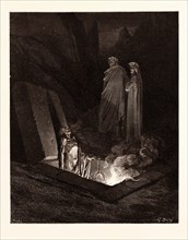 FARINATA DEGLI UBERTI, BY Gustave Doré. Dore, 1832 - 1883, French. Engraving for The Divine Comedy,