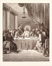THE LAST SUPPER, BY Gustave Doré. Dore, 1832 - 1883, French. Engraving for the Bible. 1870, Art,