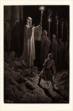 THE CORPSE CANDLES, BY Gustave Doré. a scene from the Legend of Croquemitaine, by Thomas Hood the