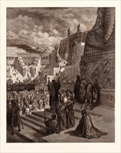 ARTAXERXES GRANTING LIBERTY TO THE JEWS, BY Gustave Doré. Dore, 1832 - 1883, French. Engraving for