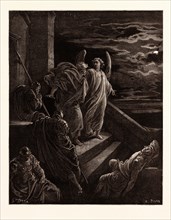 SAINT PETER DELIVERED FROM PRISON, BY Gustave Doré. Dore, 1832 - 1883, French. Engraving for the