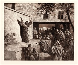 MICAH EXHORTING THE ISRAELITES, BY Gustave Doré. Dore, 1832 - 1883, French. Engraving for the Bible