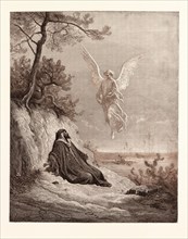 ELIJAH NOURISHED BY AN ANGEL, BY Gustave Doré. Dore, 1832 - 1883, French. (1 Kings 19:1-21)