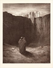 A TROOP OF SPIRITS IN PURGATORY, BY Gustave Doré. Dore, 1832 - 1883, French. Engraving for the