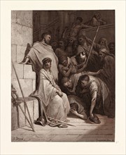 CHRIST MOCKED, BY GUSTAVE DORE. Dore, 1832 - 1883, French. Engraving for the Bible. 1870, Art,