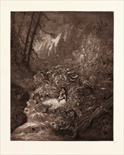 THE STORM IN THE FOREST, BY GUSTAVE DORE, 1832 - 1883, French. Engraving for The Divine Comedy,