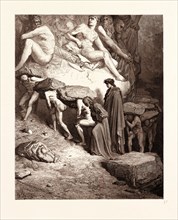 THE BURDEN OF PRIDE, BY GUSTAVE DORE, 1832 - 1883, French. Engraving for the Purgatorio or