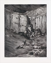 THE ADVENTURE OF THE FULLING-MILLS, BY GUSTAVE DORE, 1832 - 1883, French. Engraving for Don Quixote