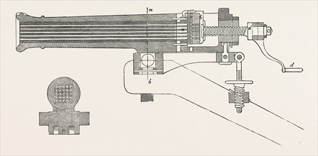 FRANCO-PRUSSIAN WAR: THE GUN, perpendicular section, ENGRAVING 1870