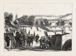 FRANCO-PRUSSIAN WAR: SWISS CAMP AT Bruderholz NEAR BASEL 1870