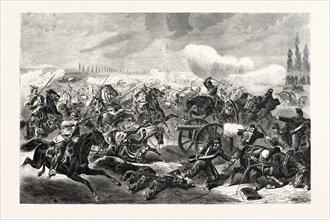 FRANCO-PRUSSIAN WAR: A FRENCH BATTERY TAKEN BY THE 7th REGIMENT OF PRUSSIAN MOUNTED CAVALRY