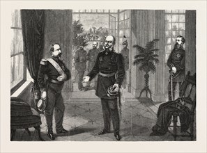 FRANCO-PRUSSIAN WAR: KING WILLIAM AND THE EMPEROR NAPOLEON AT THE CHATEAU DE BELLEVUE NEAR SEDAN,