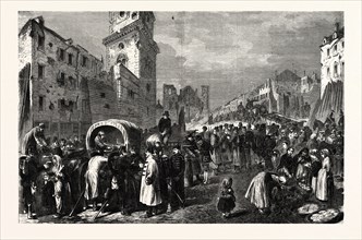 FRANCO-PRUSSIAN WAR: THE MARKET PLACE THIONVILLE, NOVEMBER 25, AFTER THE SURRENDER 1870