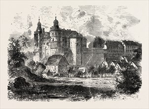 FRANCO-PRUSSIAN WAR: CHATEAU DE MONTBELIARD, FRANCE, ENGRAVING 1870