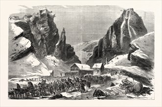 FRANCO-PRUSSIAN WAR: THE ARMY OF BOURBAKI PASSING THE FORTIFICATIONS JOUX AND LARMONT  NEAR THE