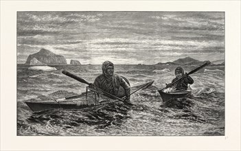 "THE FIRST LESSON IN CANOEING." BY J.E.C. RASMUSSEN