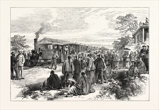 OPENING OF THE FIRST RAILWAY IN CHINA: THE FIRST TRAIN STARTING FROM SHANGHAI, 1876