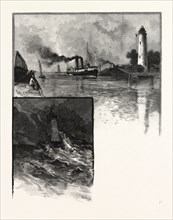 BURLINGTON CANAL (TOP); PIER END LIGHT (BOTTOM), CANADA, NINETEENTH CENTURY ENGRAVING