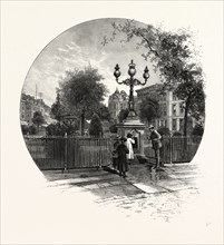 DRINKING FOUNTAIN IN THE GORE, CANADA, NINETEENTH CENTURY ENGRAVING