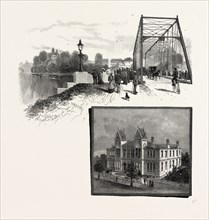 LORNE BRIDGE, BRANTFORD (TOP), COLLEGIATE INSTITUTE, BRANTFORD (BOTTOM), CANADA, NINETEENTH CENTURY