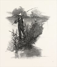 UNLICENSED SPORTSMEN, FISHING, CANADA, NINETEENTH CENTURY ENGRAVING