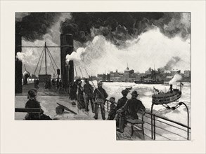 WINDSOR, FROM DECK OF TRANSFER STEAMER, CANADA, NINETEENTH CENTURY ENGRAVING