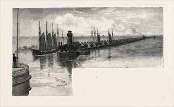 THE ST. CLAIR CANAL , CANADA, NINETEENTH CENTURY ENGRAVING