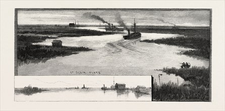 ALONG THE ST. CLAIR FLATS, CANADA, NINETEENTH CENTURY ENGRAVING