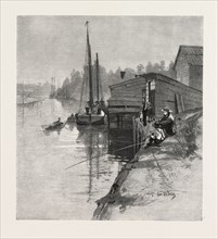 EVENING AT SOUTHAMPTON, CANADA, NINETEENTH CENTURY ENGRAVING