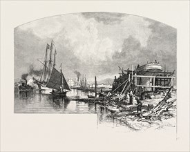 OWEN SOUND, LOOKING UP THE HARBOUR, CANADA, NINETEENTH CENTURY ENGRAVING
