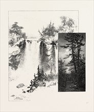 EUGENIA FALLS, AND A GLIMPSE OF GEORGIAN BAY, CANADA, NINETEENTH CENTURY ENGRAVING