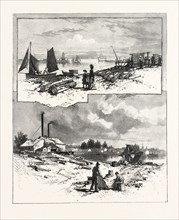 GEORGIAN BAY AND THE MUSKOKA LAKES, SKETCHES AT MEAFORD, CANADA, NINETEENTH CENTURY ENGRAVING