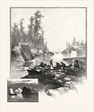 IN THE INSIDE CHANNEL, GEORGIAN BAY, CANADA, NINETEENTH CENTURY ENGRAVING