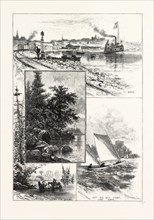 GEORGIAN BAY AND THE MUSKOKA LAKES, SCENES ABOUT LAKE SIMCOE, CANADA, NINETEENTH CENTURY ENGRAVING