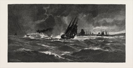 MAKING PORT HOPE IN A STORM, CANADA, NINETEENTH CENTURY ENGRAVING