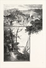 PICTION (TOP); LAKE OF THE MOUNTAIN (BOTTOM), CANADA, NINETEENTH CENTURY ENGRAVING