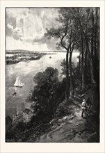 BAY OF QUINTE, FROM ABOVE STONE MILLS, CANADA, NINETEENTH CENTURY ENGRAVING