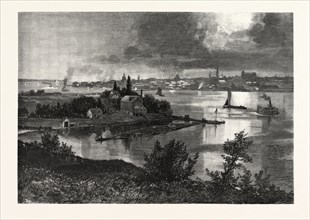 KINGSTON, FROM BARRIEFIELD, CANADA, NINETEENTH CENTURY ENGRAVING