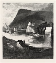 BELOEIL MOUNTAIN, FROM RICHELIEU RIVER, CANADA, NINETEENTH CENTURY ENGRAVING