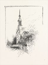 OLD CHURCH AT IBERVILLE, CANADA, NINETEENTH CENTURY ENGRAVING